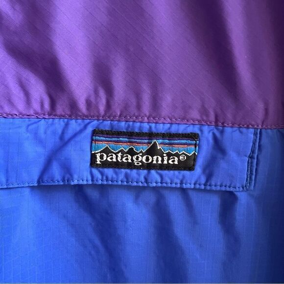 Patagonia Vintage 80s Two Tone Windbreaker Jacket Blue Purple 1/4 Zip Size Small - Picture 3 of 13
